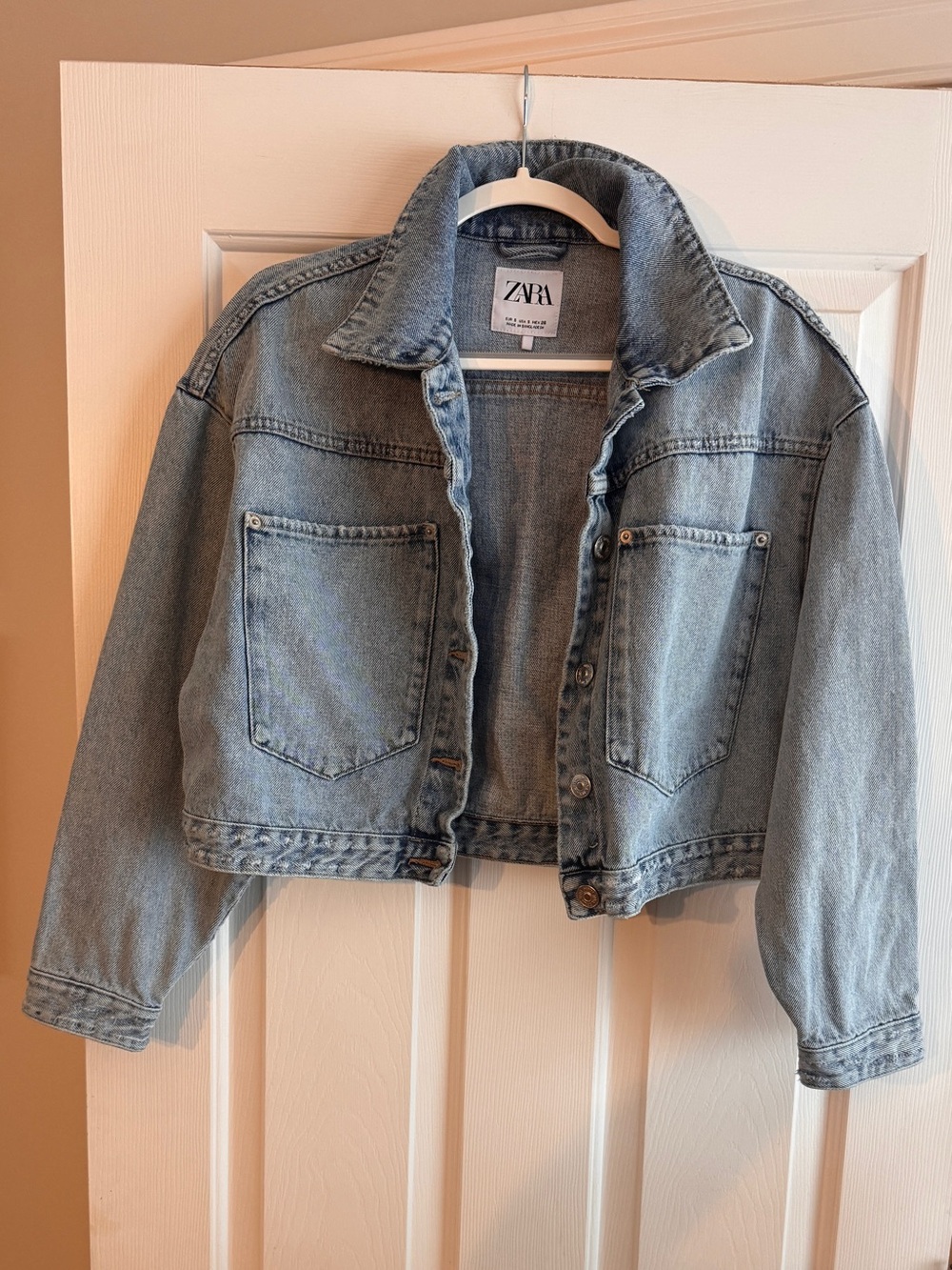 ZARA Light Blue Cropped Denim Jacket